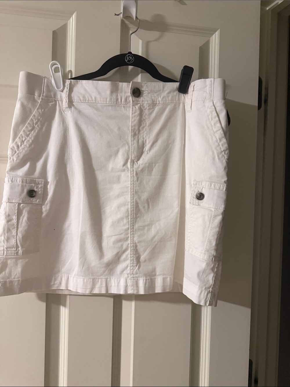Lee White Cargo Mini Skirt with Front Patch Pockets